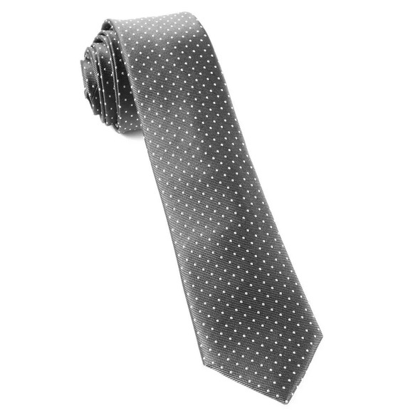 Express Narrow Textured Silk Gray Tie Micro-Dot Classic Formal Wedding Old Money - Picture 1 of 6